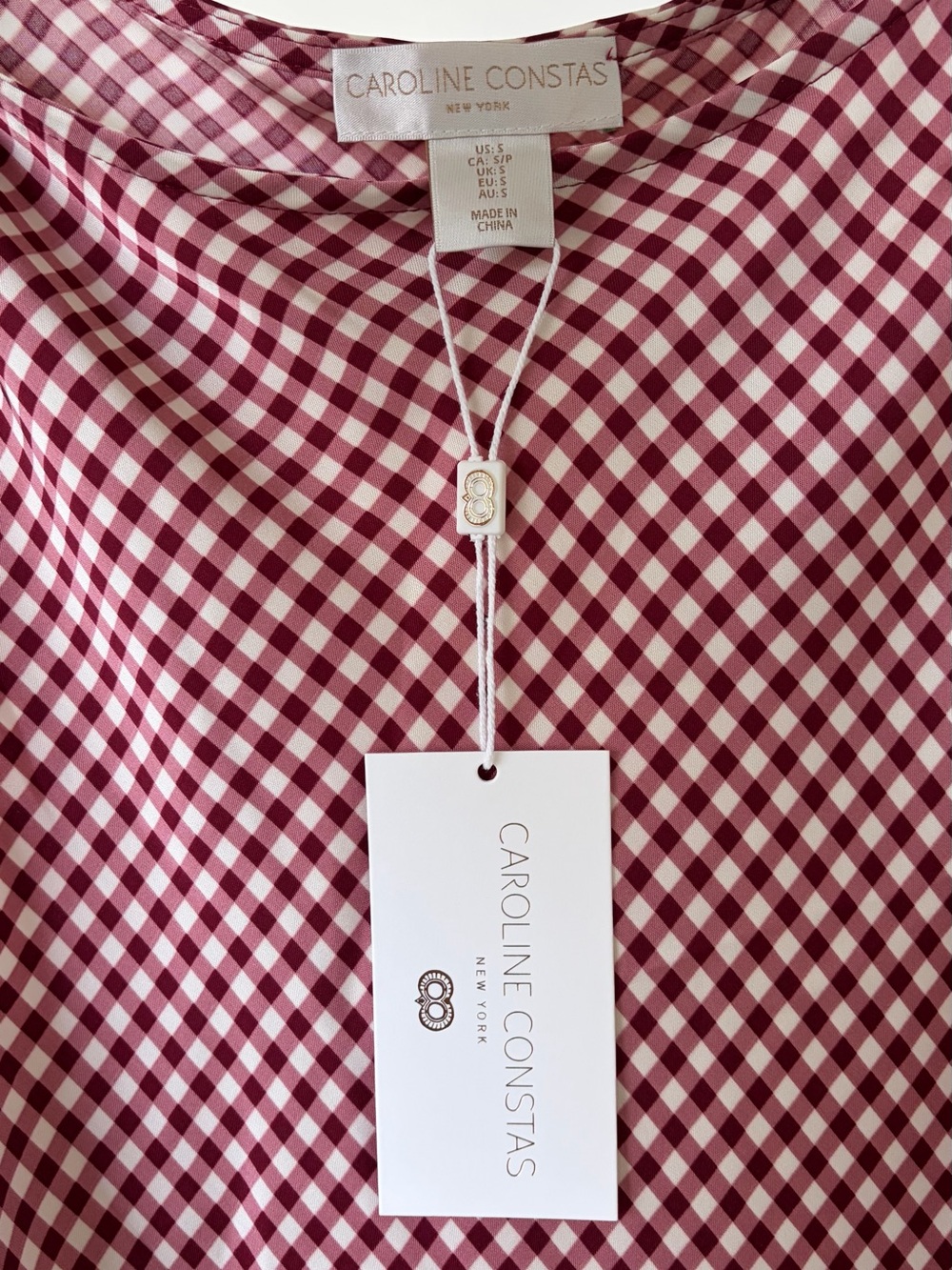 Caroline Constas Red Gingham Tie Shoulder Maxi Dress NWT Size Small - Picture 4 of 4